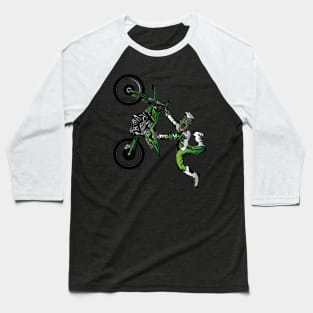 Green Dirtbike Motocross Freestyle Fly Baseball T-Shirt